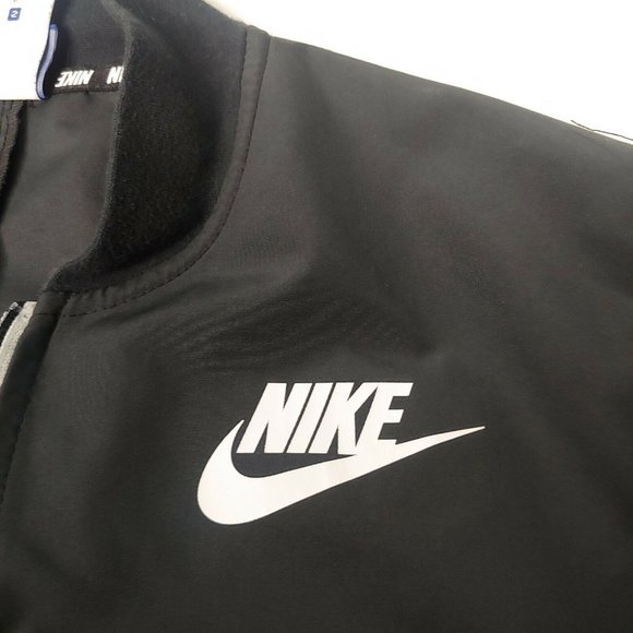 Nike Womens Small Zip Jacket Athletic Logo Black Spell Out Trim Lightweight Run - Picture 3 of 9